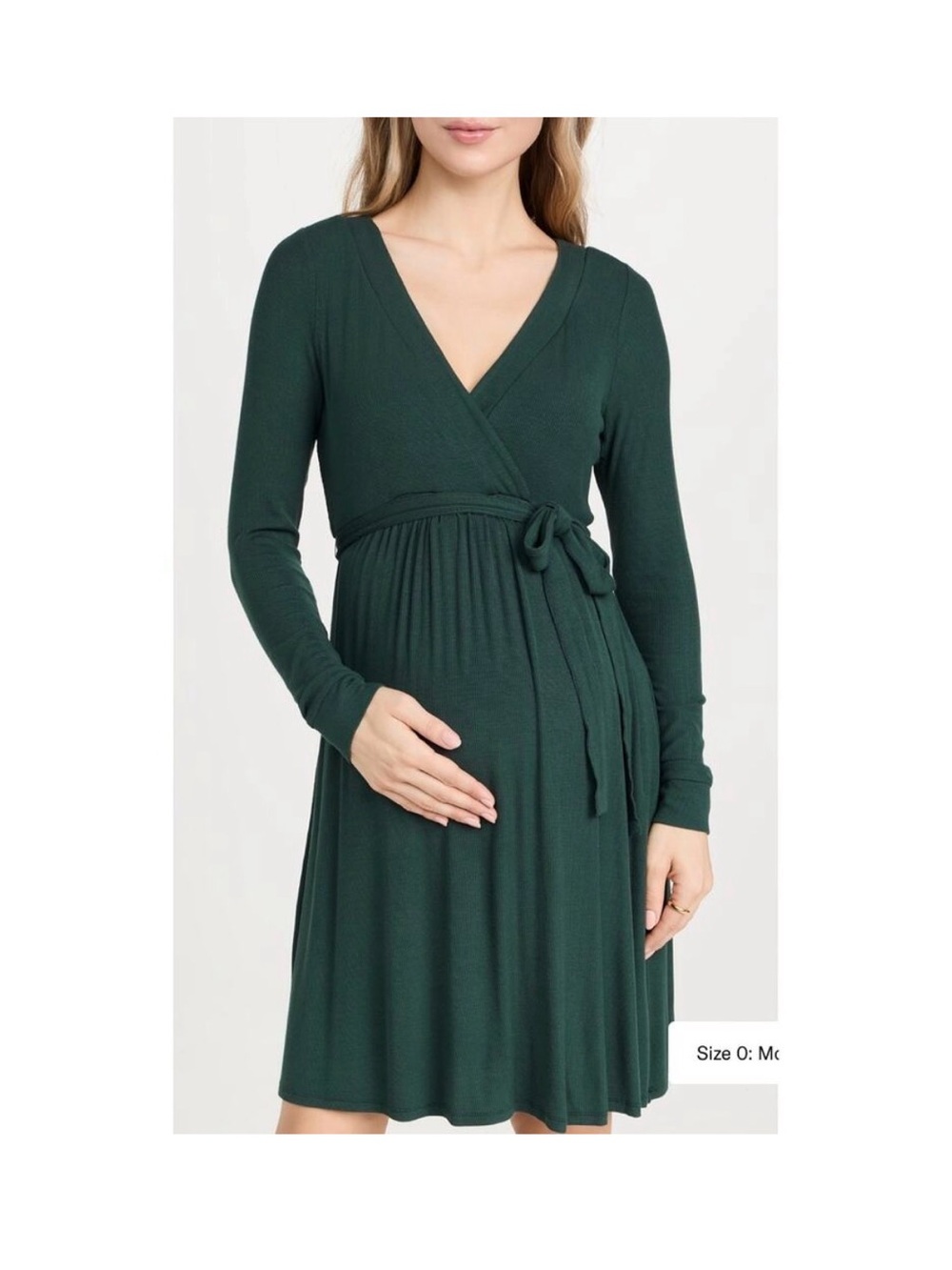 Hatch The Softest Rib Mini Wrap Dress - Pine Size 1